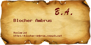 Blocher Ambrus névjegykártya